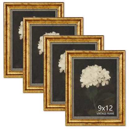 4x6 Picture Frame Set of 4 Vintage Bronze Gold for Tabletop & Wall