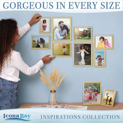5x7 Gold Picture Frame, Contemporary, Inspirations, Wall or Table Top