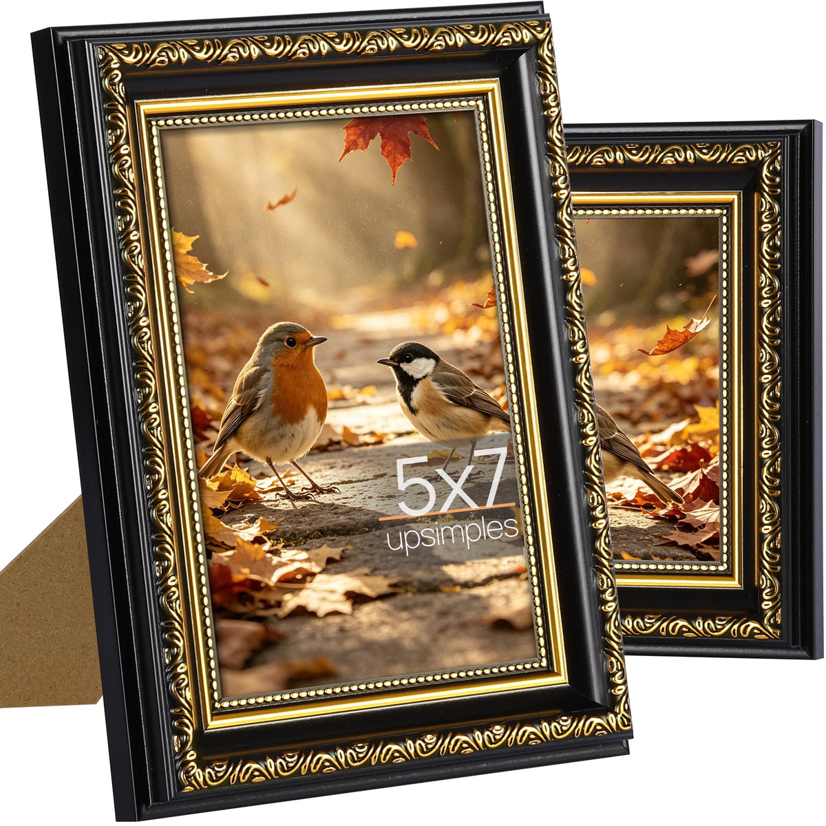 upsimples Vintage 5x7 Picture Frame, Antique Gold Frames, 2 Pack