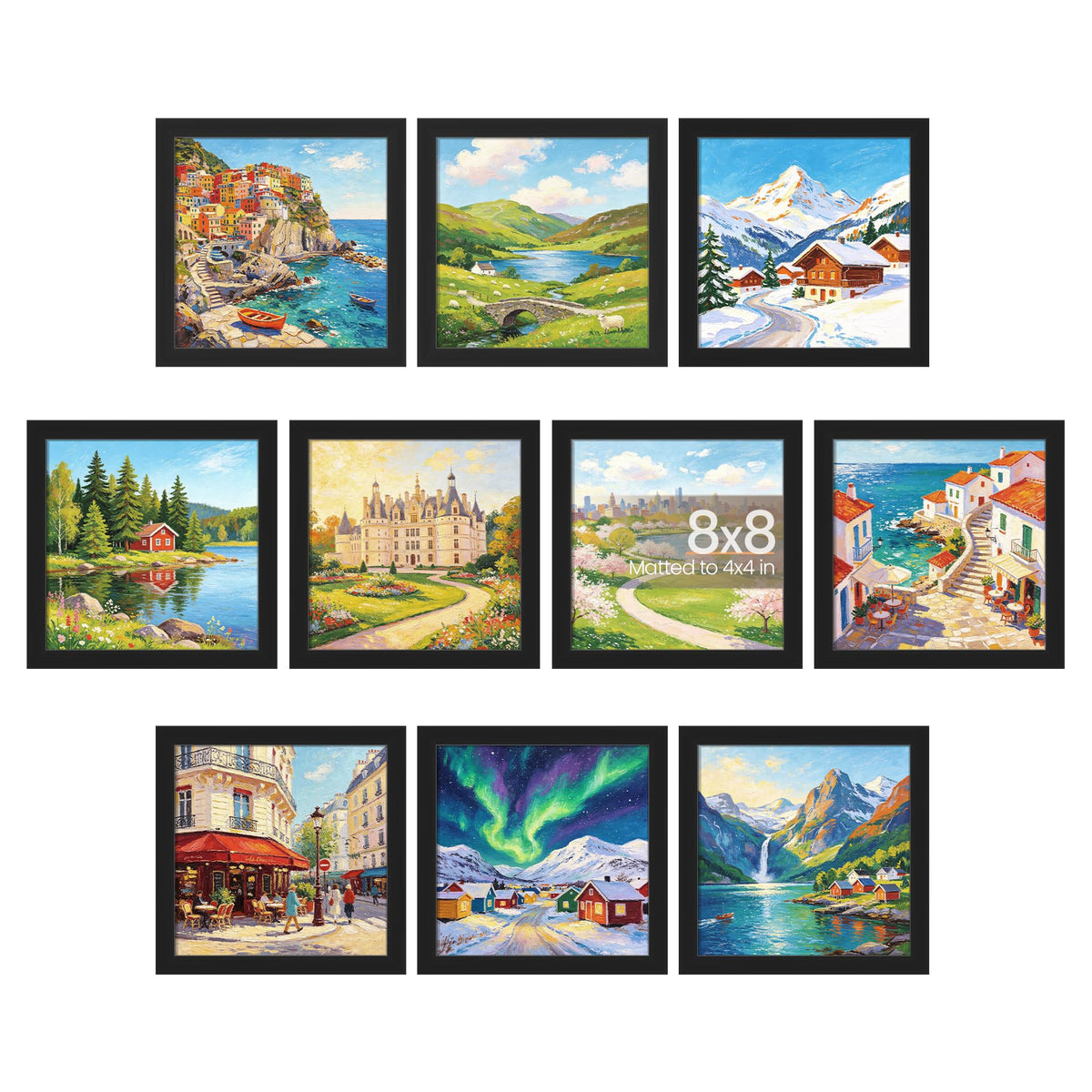 upsimples 4x6 Picture Frame, Photo Collage Wall Decor Set of 10, Black