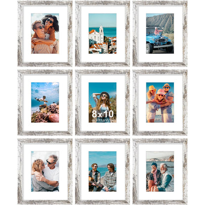 Vittanly 8x10 Picture Frames Set of 9 for Wall or Tabletop Display, Gold