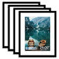 Hongkee 8x10 Picture Frame Set of 4, Real Glass and Wood Frame, 5x7 Mat