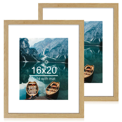 Hongkee 5x7 Picture Frame Set of 2, Real Glass and Wood Frame for Mat 4x6