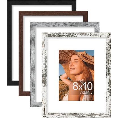 Vittanly 8x10 Picture Frames Set of 4, for Wall or Tabletop, Pale Pink
