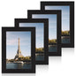 iRahmen 8x10 Picture Frame Set of 4, High Definition Real Glass Rustic Brown Frame, 8 x 10 Wood Photo Frames for Desktop Display and Wall Mounting