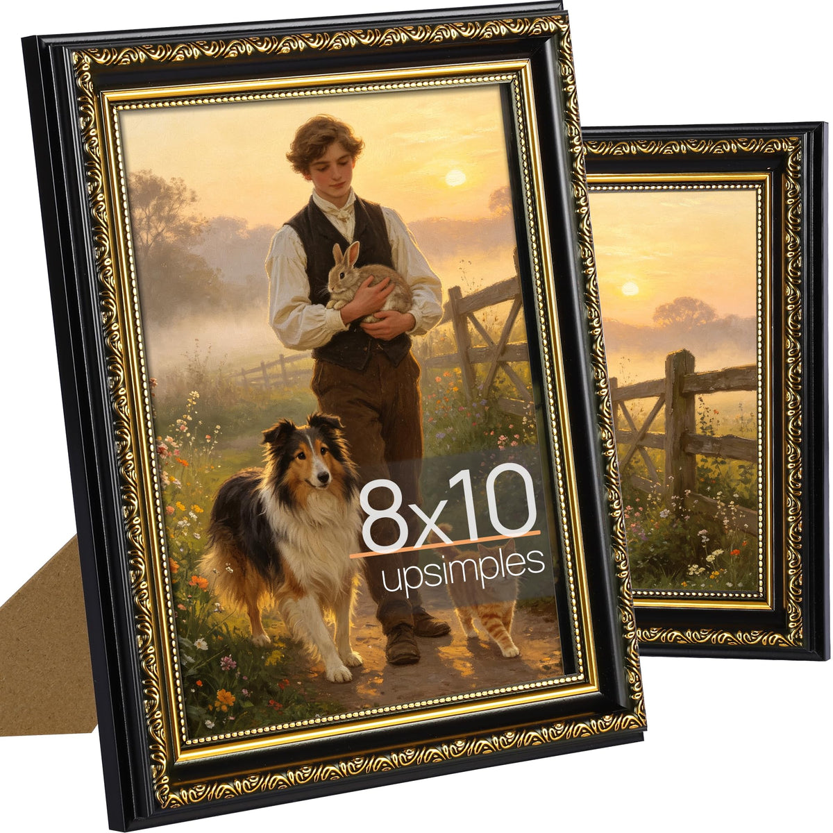 upsimples Vintage 5x7 Picture Frame, Antique Gold Frames, 2 Pack