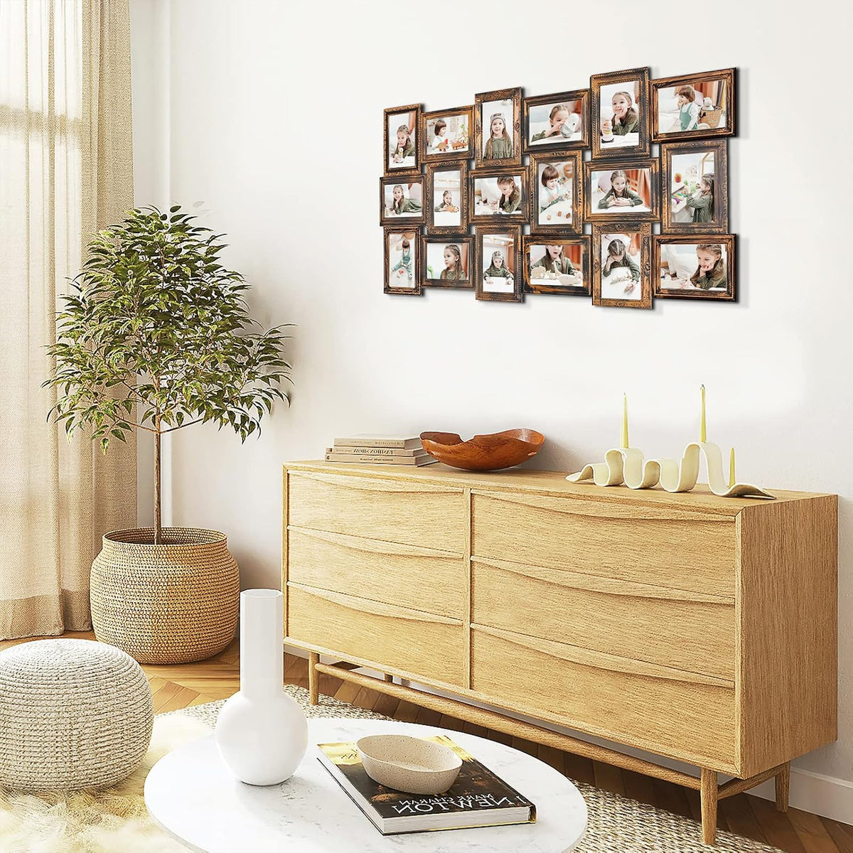 HELLO LAURA - 4x6 Picture Frame Collage Large Photo Collage Frame for Wall 18 Openings Picture Frames Photo Frame Collage Wall Decor for Living Room Bedroom - Rusted Gold