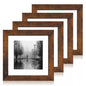 iRahmen 8x10 Picture Frame Set of 4, High Definition Real Glass Rustic Brown Frame, 8 x 10 Wood Photo Frames for Desktop Display and Wall Mounting