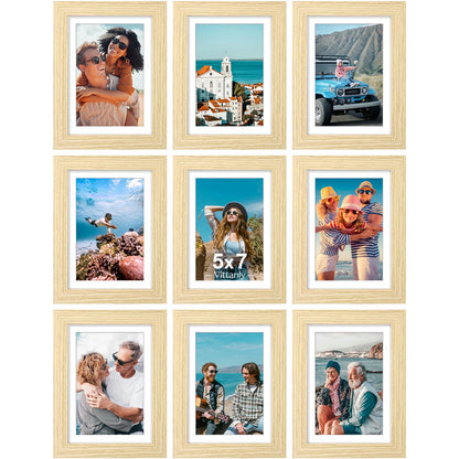 Vittanly 8x10 Picture Frames Set of 9 for Wall or Tabletop Display, Gold