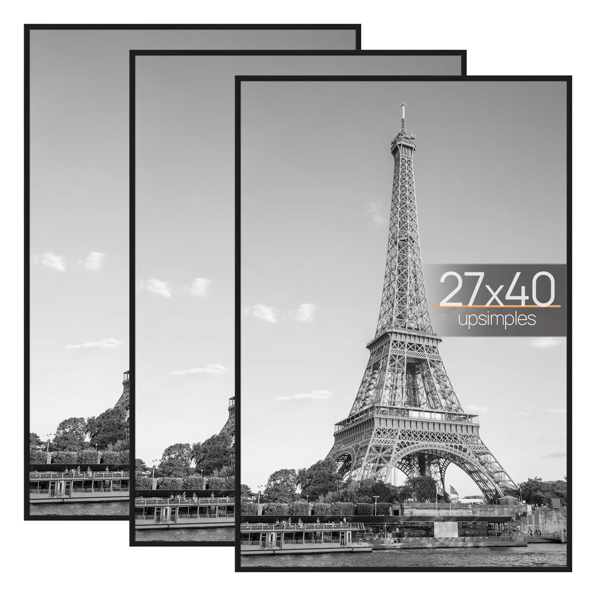 upsimples 16x24 Poster Frame, Easy Slide-In Assembly, Black, 3 Pack