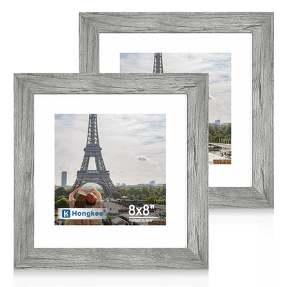 Hongkee 5x7 Picture Frame Set of 2, Real Glass and Wood Frame for Mat 4x6