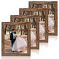 iRahmen 8x10 Picture Frame Set of 4, High Definition Real Glass Rustic Brown Frame, 8 x 10 Wood Photo Frames for Desktop Display and Wall Mounting