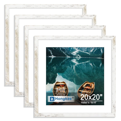 Hongkee 8x10 Picture Frame Set of 4, Real Glass and Wood Frame, 5x7 Mat