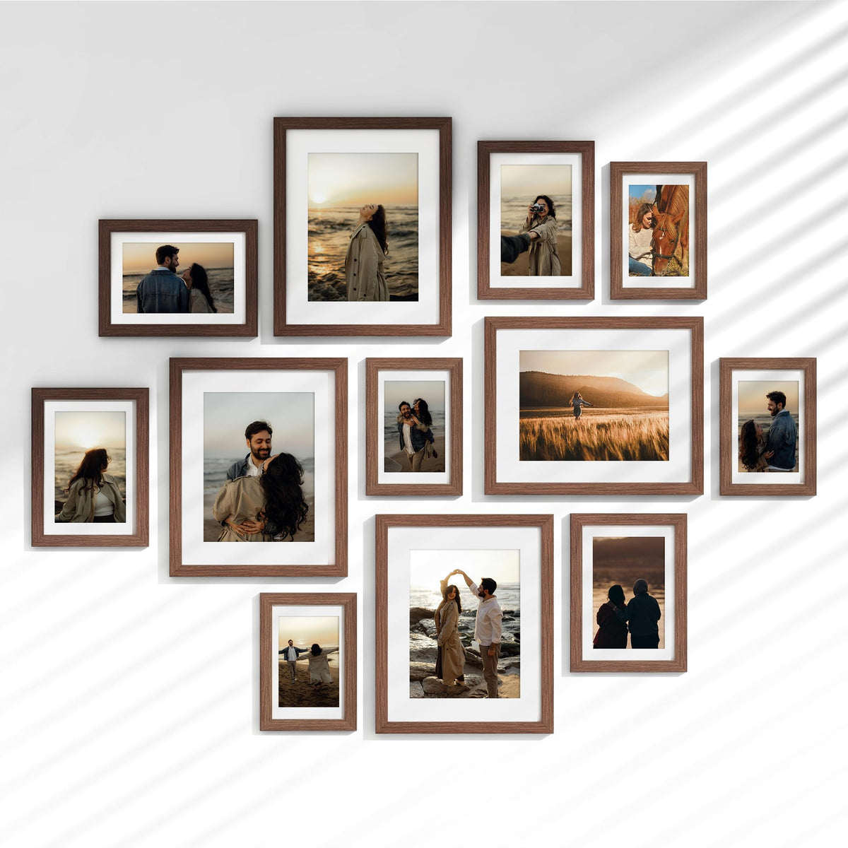 Venusmiles 20 Pack Picture Frames Collage Wall Decor, Gallery Frame Set for Wall Mounting or Tabletop Display, Multi Sizes Including 4pcs 8x10, 8pcs 5x7, 8pcs 4x6, Oak