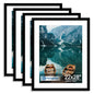 Hongkee 8x10 Picture Frame Set of 4, Real Glass and Wood Frame, 5x7 Mat