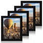 iRahmen 8x10 Picture Frame Set of 4, High Definition Real Glass Rustic Brown Frame, 8 x 10 Wood Photo Frames for Desktop Display and Wall Mounting