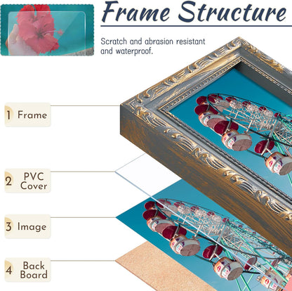 Jerry & Maggie 12 Opening Collage Photo Frame Rustic 23×18 Vintage Embossed Finish PVC Picture Frames Selfie Gallery Collage Wall Hanging For 6×4 Photo, Vintage