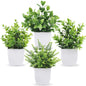 Der Rose 4 Pack 7" Mini Fake Plants, Artificial Plants for Bathroom Decor