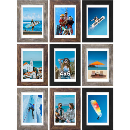Vittanly 8x10 Picture Frames Set of 9 for Wall or Tabletop Display, Gold