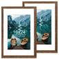 Hongkee 5x7 Picture Frame Set of 2, Real Glass and Wood Frame for Mat 4x6