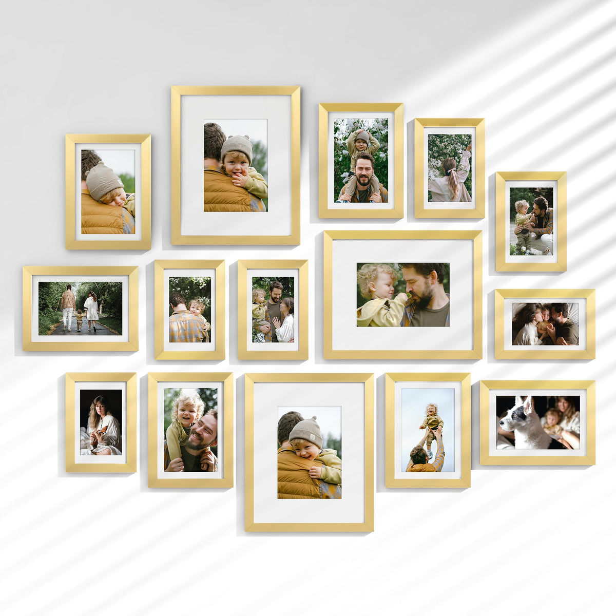 Venusmiles 15 Pack Picture Frames Collage Wall Decor, Gallery Frame Set for Wall Mounting or Tabletop Display, Multi Sizes Including 3pcs 8x10, 6pcs 5x7, 6pcs 4x6, Oak