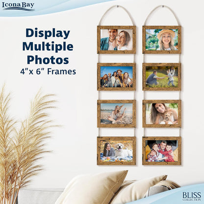 4x6 Hanging Picture Frames Collage with 8 Openings - Rustic Brown, 2 PK