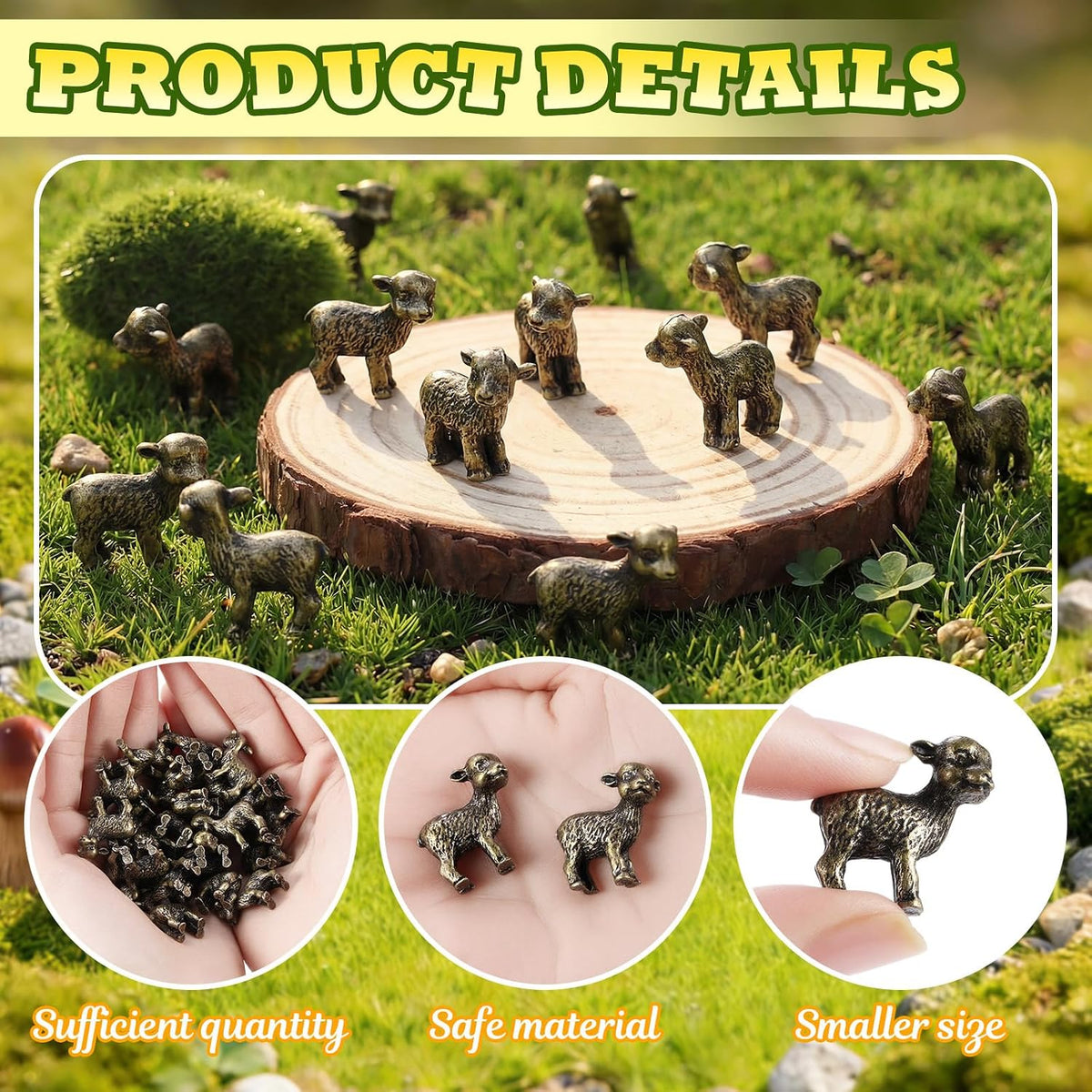 Civaner 24 Pcs Mini Sheep Figurines, Miniature Lamb, Mini Brass Figurines