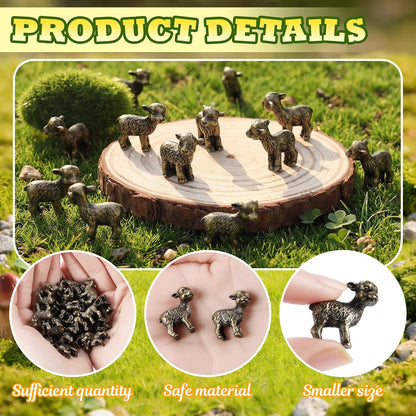 Civaner 24 Pcs Mini Sheep Figurines, Miniature Lamb, Mini Brass Figurines