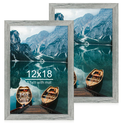 Hongkee 5x7 Picture Frame Set of 2, Real Glass and Wood Frame for Mat 4x6