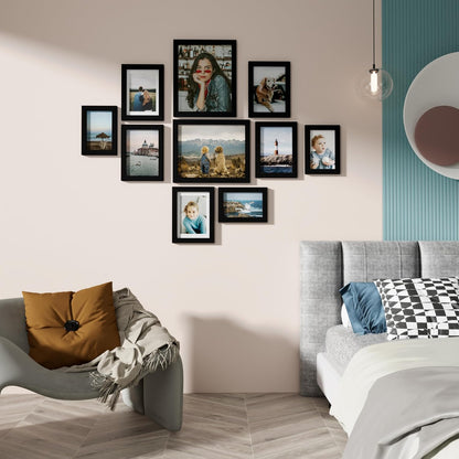 Vittanly 10 Pack Picture Frames Collage Wall Decor, Black