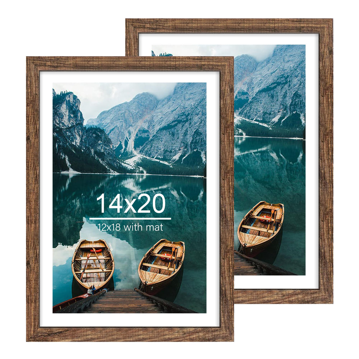 Hongkee 5x7 Picture Frame Set of 2, Real Glass and Wood Frame for Mat 4x6