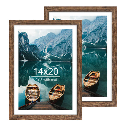 Hongkee 5x7 Picture Frame Set of 2, Real Glass and Wood Frame for Mat 4x6