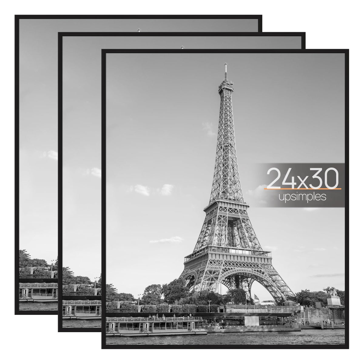 upsimples 16x24 Poster Frame, Easy Slide-In Assembly, Black, 3 Pack