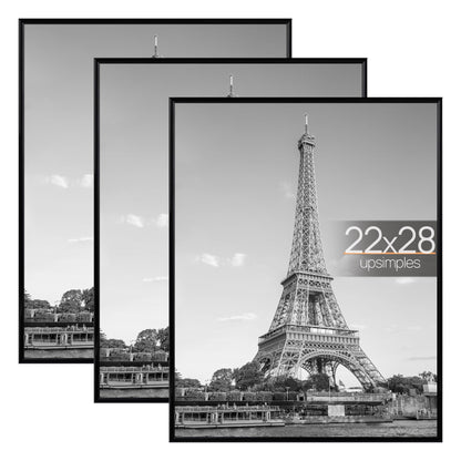 upsimples 16x24 Poster Frame, Easy Slide-In Assembly, Black, 3 Pack