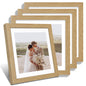 Hongkee 8x10 Picture Frame Set of 4, Real Glass and Wood Frame, 5x7 Mat
