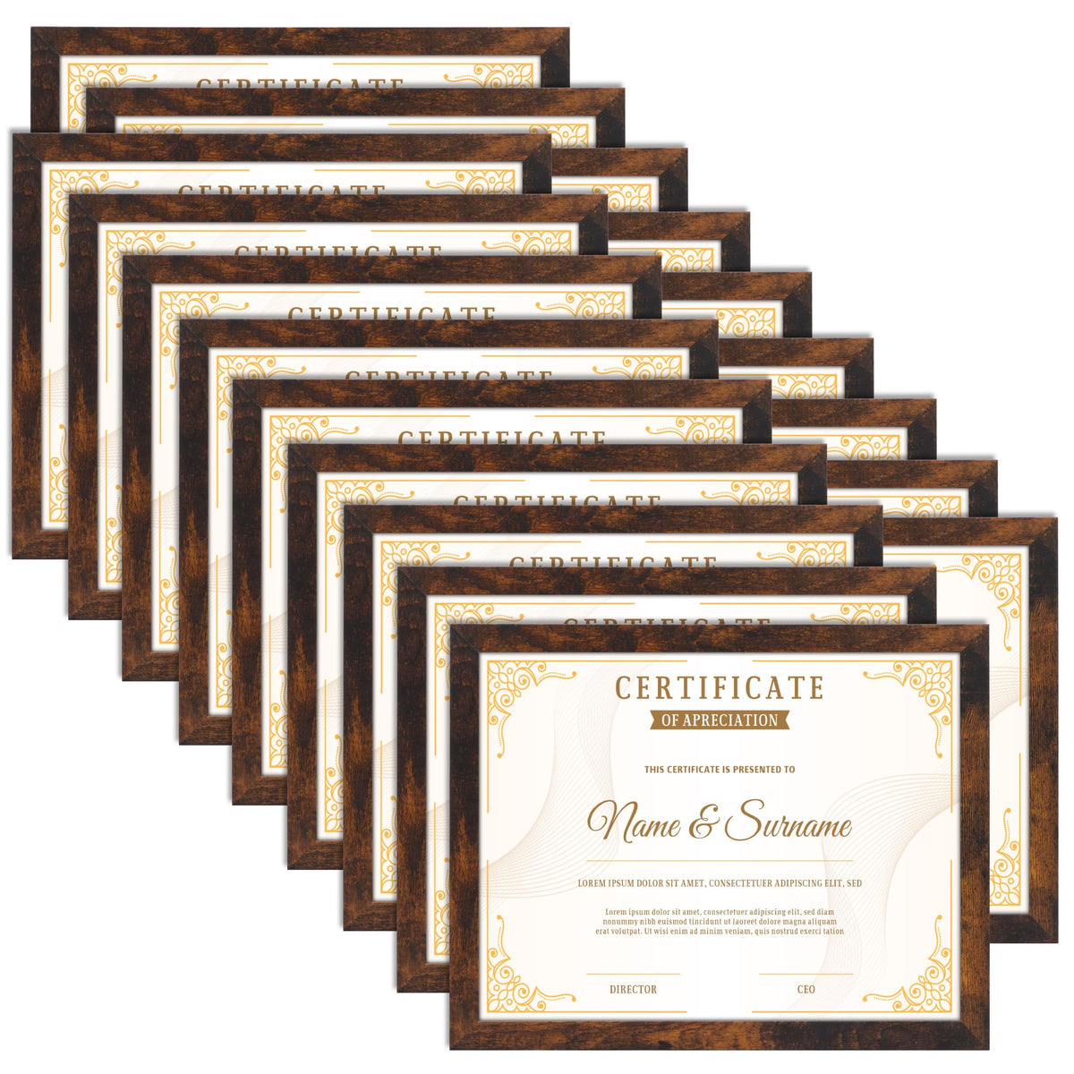 PETAFLOP Wooden Bulk 4x6 Picture Frame Set of 18, Rustic Brown Photo Frames Fits 4 by 6 for Wall or Tabletop Display