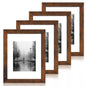 iRahmen 8x10 Picture Frame Set of 4, High Definition Real Glass Rustic Brown Frame, 8 x 10 Wood Photo Frames for Desktop Display and Wall Mounting