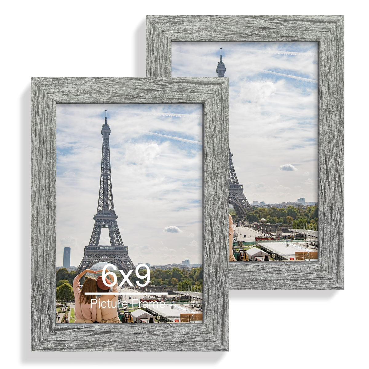 Hongkee 5x7 Picture Frame Set of 2, Real Glass and Wood Frame for Mat 4x6