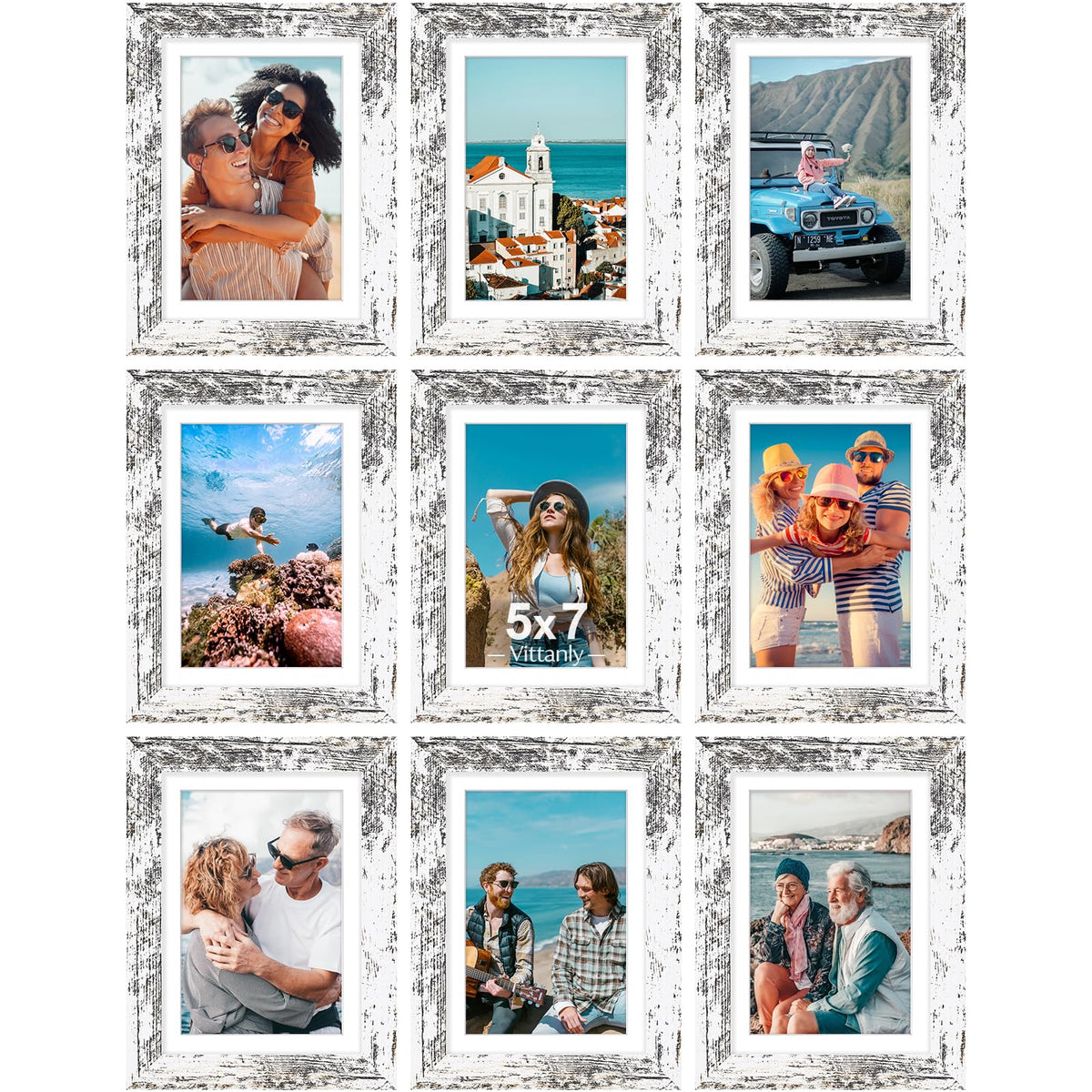 Vittanly 8x10 Picture Frames Set of 9 for Wall or Tabletop Display, Gold