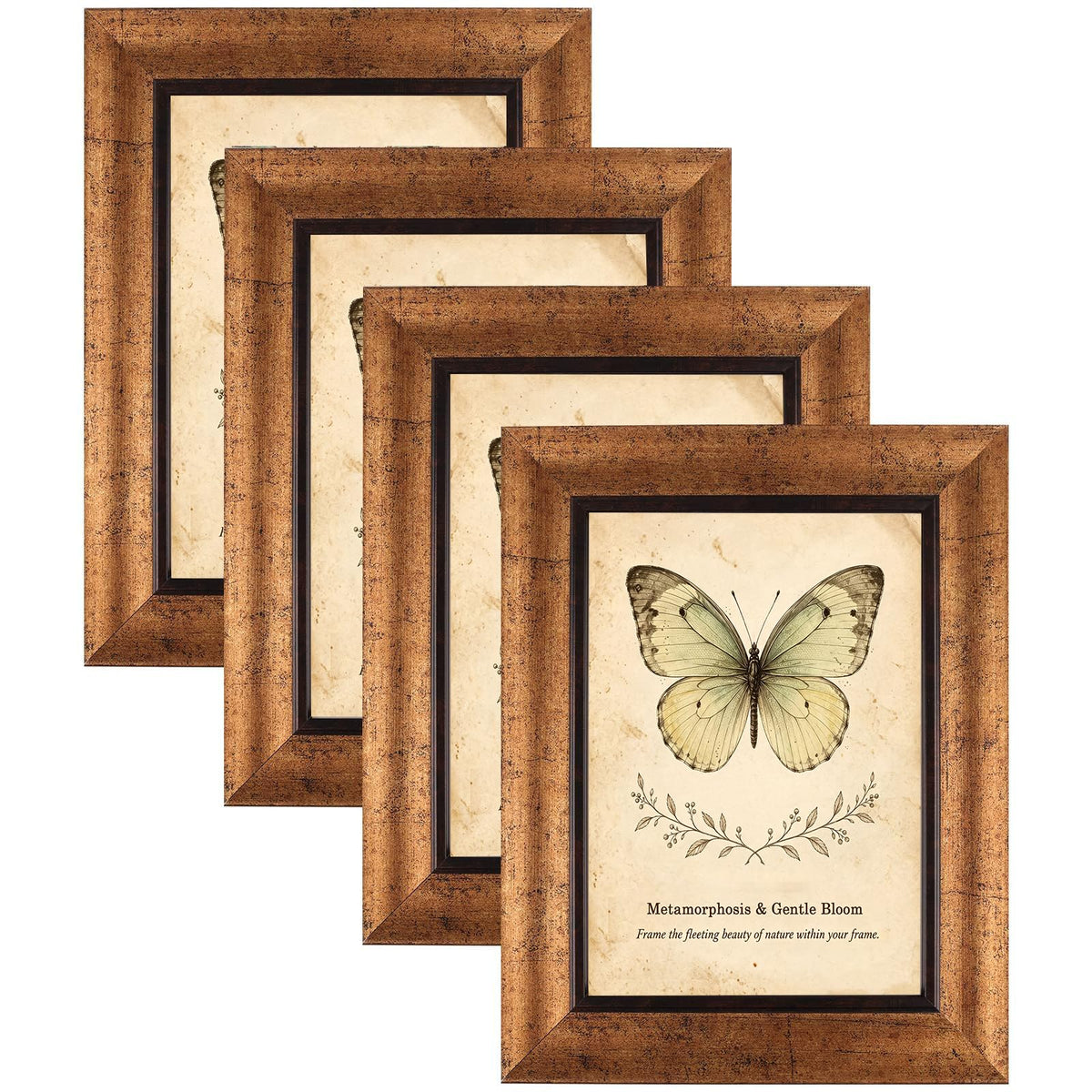 XUANLUO 5x7 Picture Frames Set of 4,Rustic Retro Photo Frame(Multicolor)