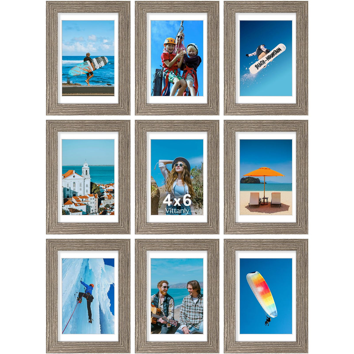 Vittanly 8x10 Picture Frames Set of 9 for Wall or Tabletop Display, Gold