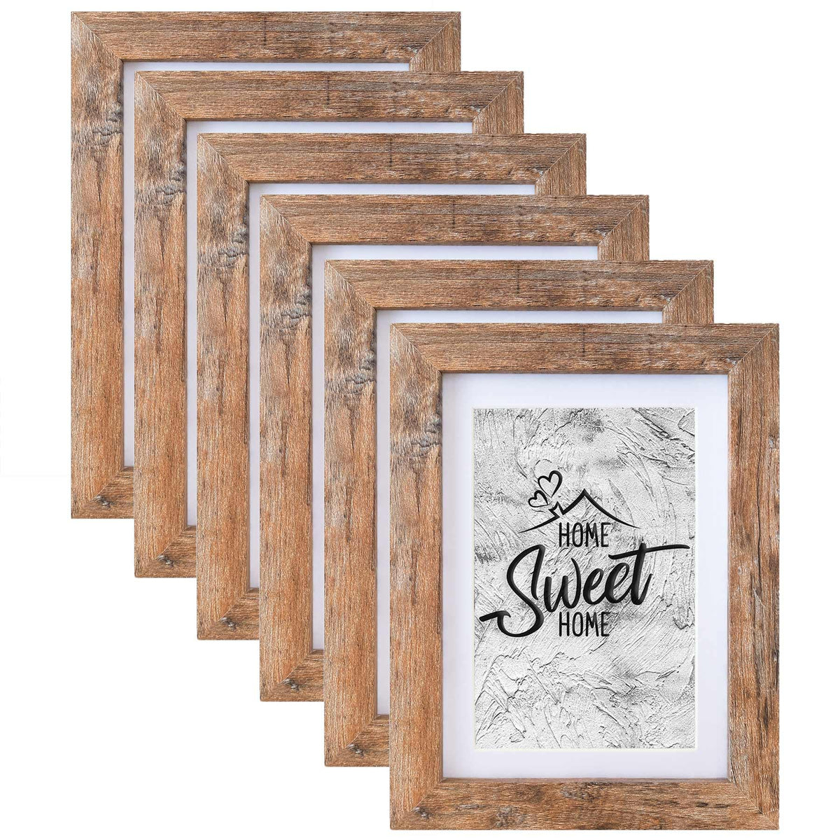 Califortree 5x7 Picture Frame - Can Display Photo 4x6 with Mat, Wood Frame with Shatterproof Plexiglass, Wall & Tabletop Display, Rustic Brown