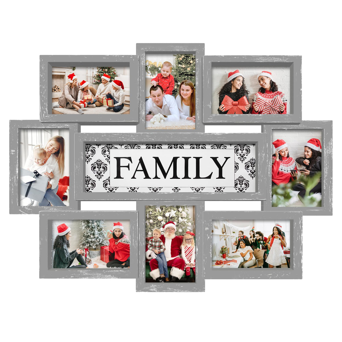 Jerry & Maggie Family Photo Frame 22x17, PVC Picture Frames Collage Wall Decor 9 Opening Wall Hanging For 6x4 Photos 8 Pack, No-Assembly 3D Design Waterproof Memorial Keepsake, Ashes
