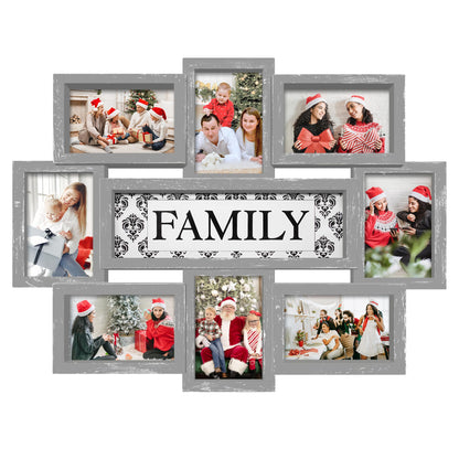 Jerry & Maggie Family Photo Frame 22x17, PVC Picture Frames Collage Wall Decor 9 Opening Wall Hanging For 6x4 Photos 8 Pack, No-Assembly 3D Design Waterproof Memorial Keepsake, Ashes
