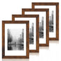 iRahmen 8x10 Picture Frame Set of 4, High Definition Real Glass Rustic Brown Frame, 8 x 10 Wood Photo Frames for Desktop Display and Wall Mounting