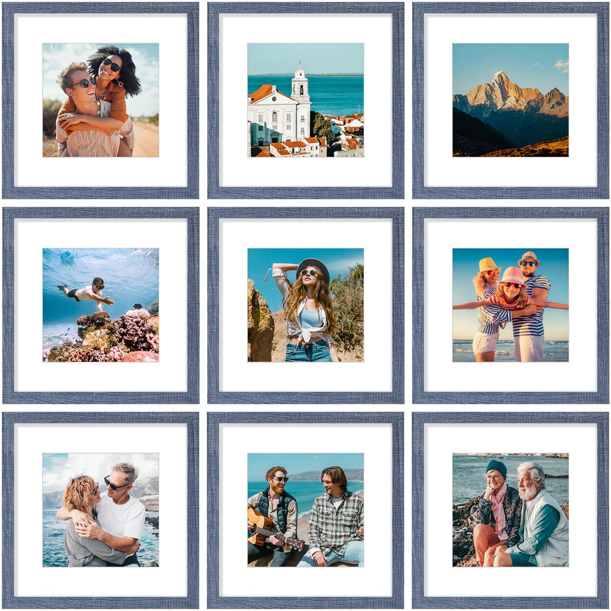 Vittanly 8x10 Picture Frames Set of 9 for Wall or Tabletop Display, Gold