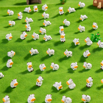 50 Pcs Mini Resin Cow Figurine Bulk Mini Cow Figurine Cake Decorations Cute Miniature Resin Sculpture Ornament Micro Landscape Office Garden Desk Party Tabletop Decor