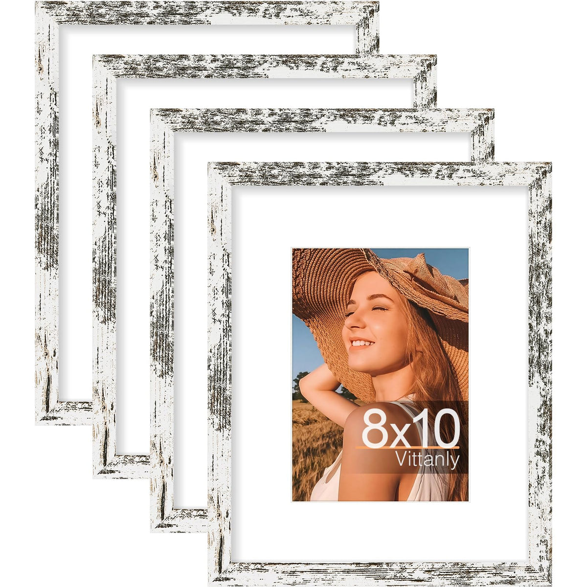 Vittanly 8x10 Picture Frames Set of 4, for Wall or Tabletop, Pale Pink
