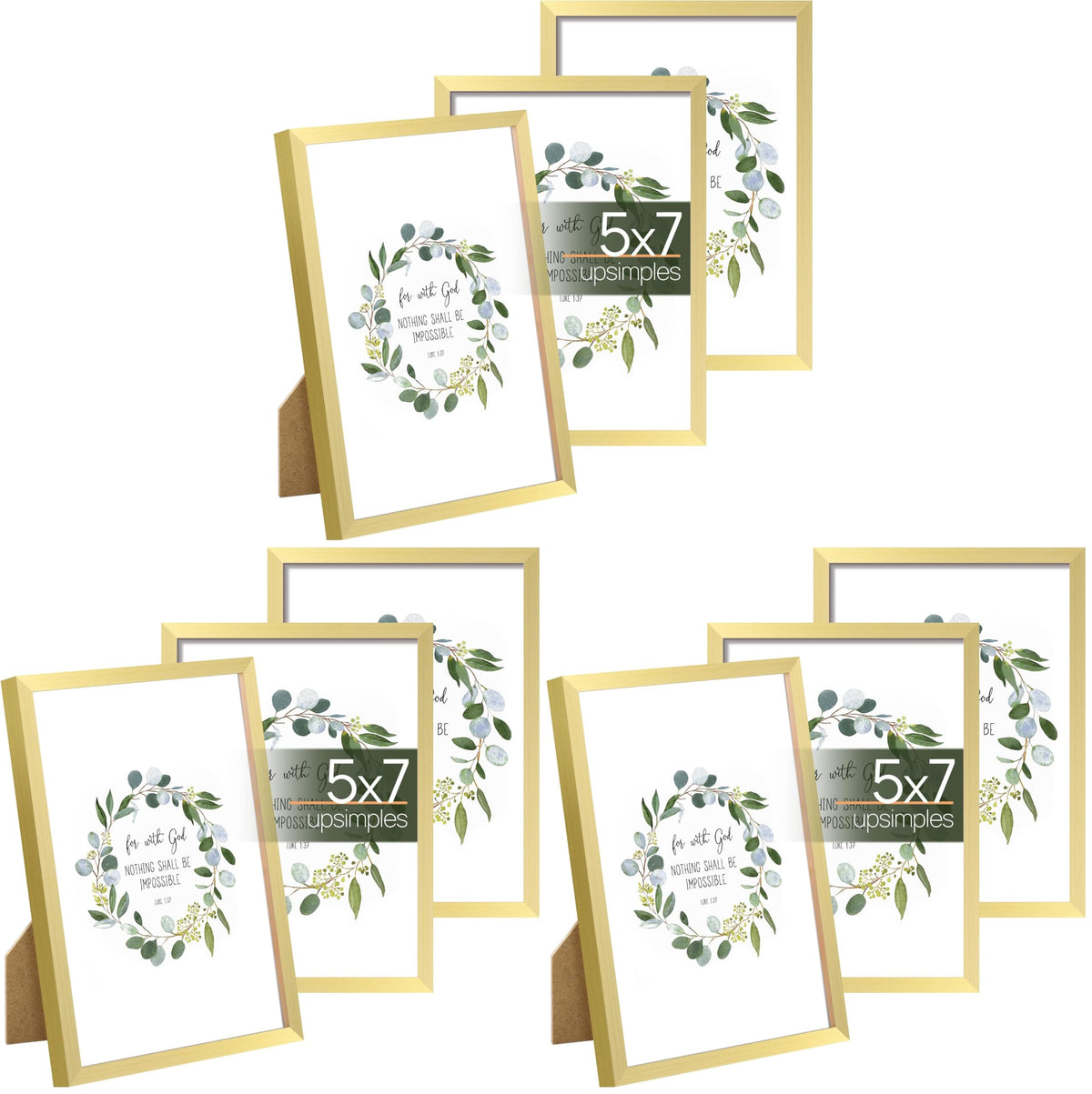 upsimples 4x6 Picture Frame Glass, Thin Border, Gold Photo Frames, 3 Pack