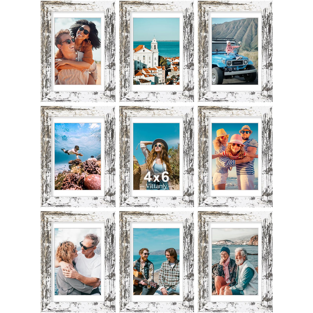 Vittanly 8x10 Picture Frames Set of 9 for Wall or Tabletop Display, Gold